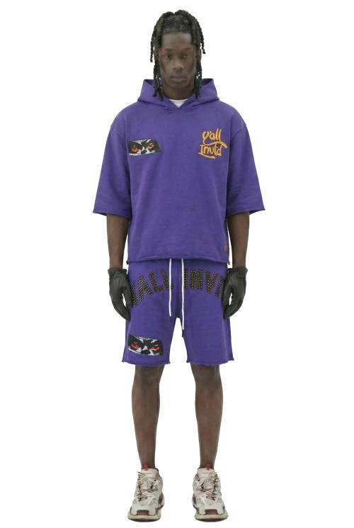 ANGELO French Terry 3/4 Sleeve Crop Top Pullover Hoodie