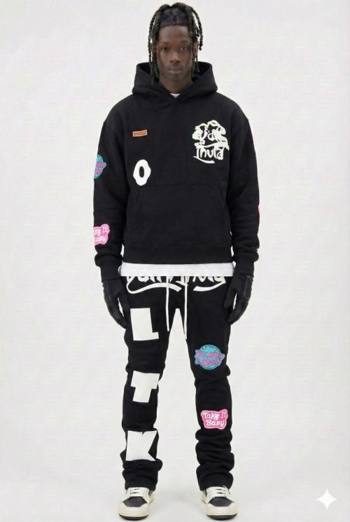 ROJE Heavy weight brushed graphic pullover hoodie