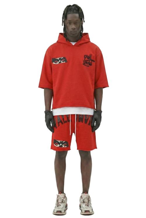 ASEN French Terry 3/4 Sleeve Crop Top Pullover Hoodie