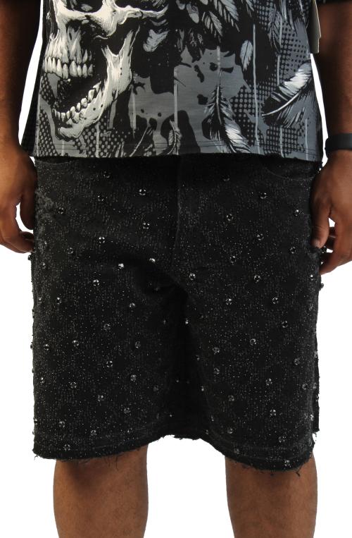 Baroque Weave Fancy Stone Denim Short