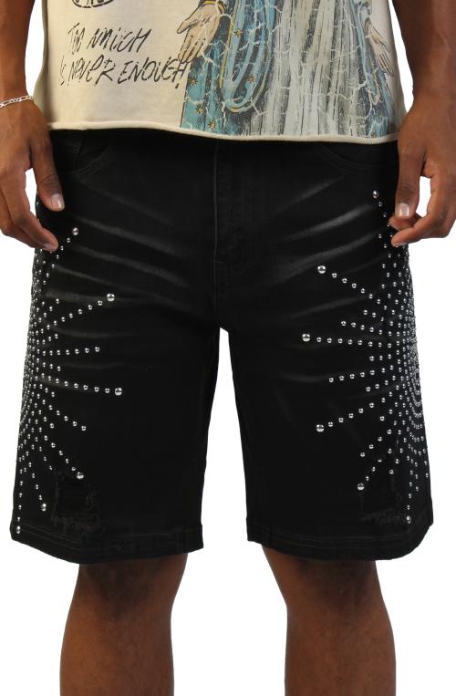 Sunburst Studded Rhinestone Shorts
