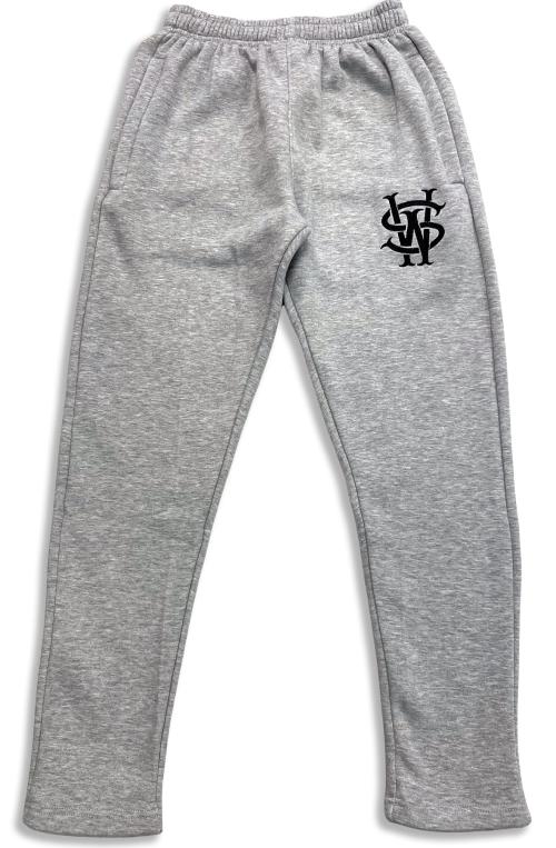 Stay Winning Grey Open End Embroidered Sweats