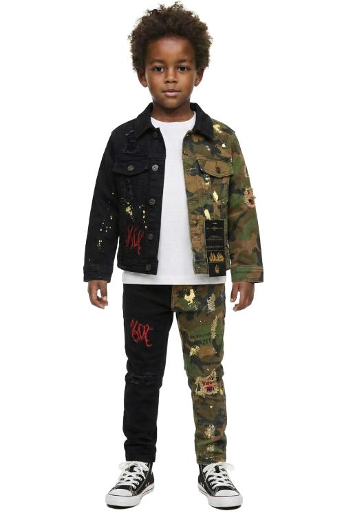 BISTRE Kid's Washed Stretching Denim Jacket Pants Set