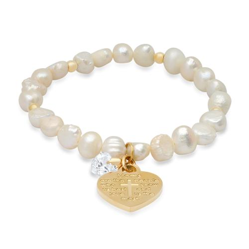 Moms are." heart Charm freshwater pearl bracelet