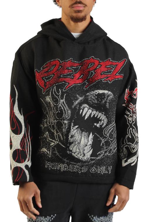 Mad Dog Rhinestone Tapestry Hoodie