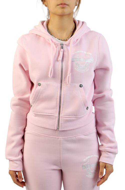 big t crystal horseshoe shrunken zip hoodie