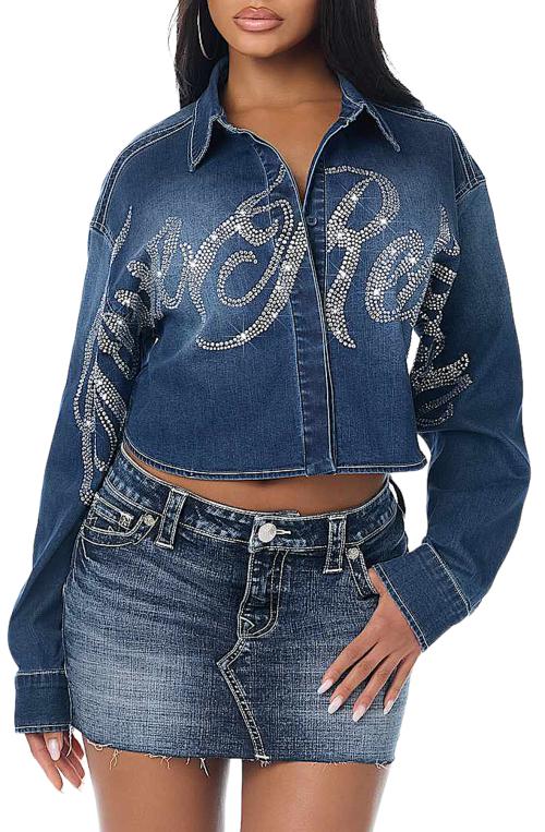 relaxed short denim shirt