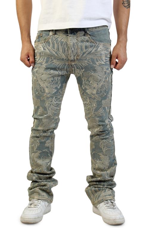 Skulls Embroidery Jean