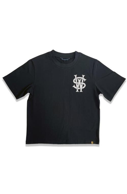 Stay Winning Black Distressed Original Logo Script Tee