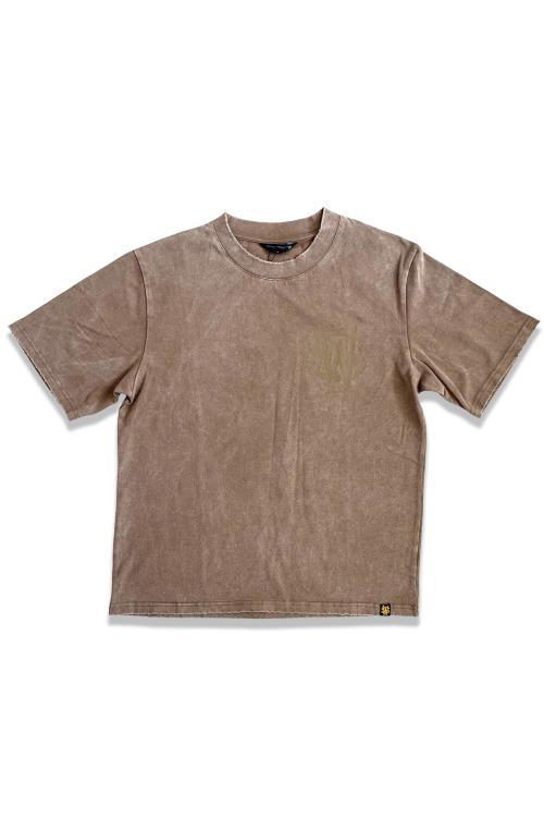 Stay Winning Brown Acid Wash Distressed Original Logo Script Tee