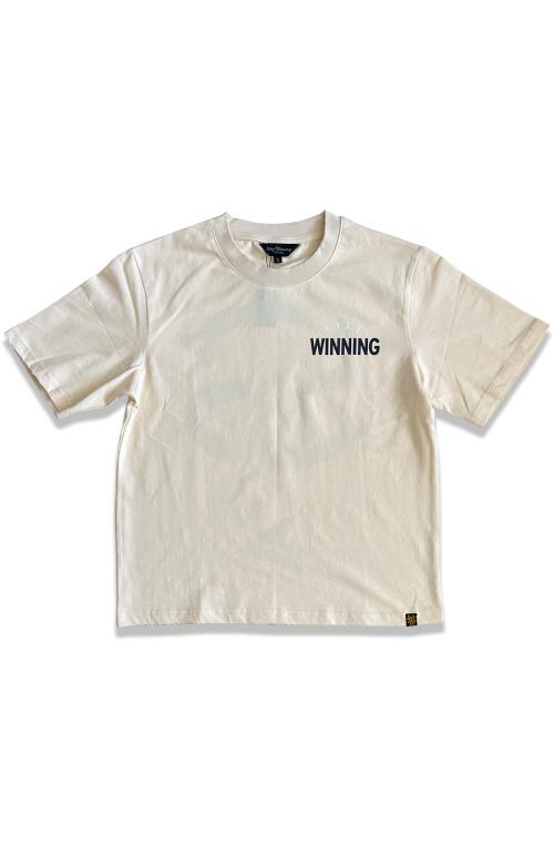 Stay Winning Cream Distressed Back Logo Tee
