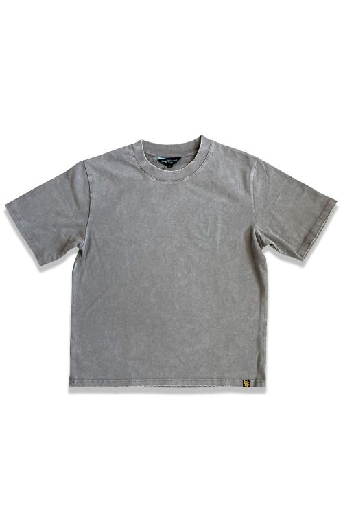 Stay Winning Grey Acid Wash Distressed Original Logo Script Tee