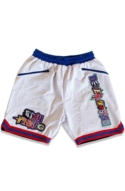 Stay Winning White Sports Logos Mesh Shorts