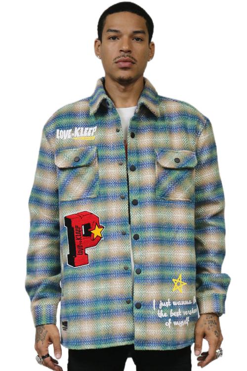 KJ-5210-LAWN Men's Oversize Heavy Flannel Outer Shirt