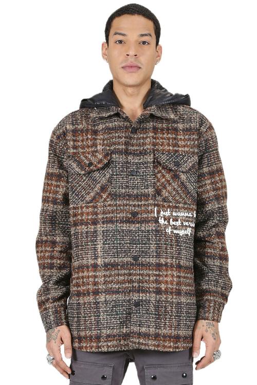 KJ-5200-AVRY Men's Oversize Heavy Flannel Outer Shirket with detachable Cire Hoodiw