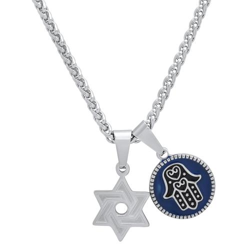 Star of David + Hamsa Double Pendant Necklace
