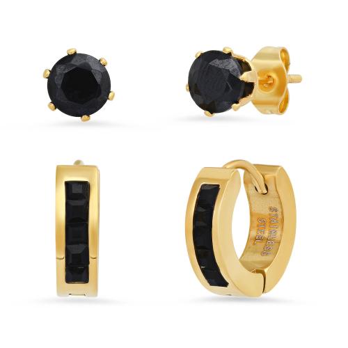 Inline Skinny Huggie Earring Set