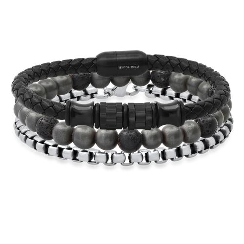 Monochrome Triple Bracelet Stack