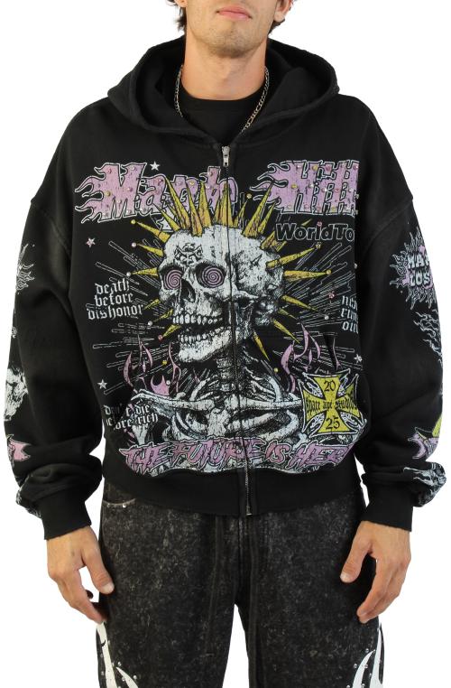 Skull Spike Zip Hoodie