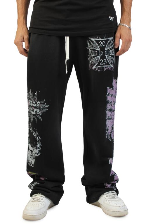 Skull Spike Open Hem Jogger