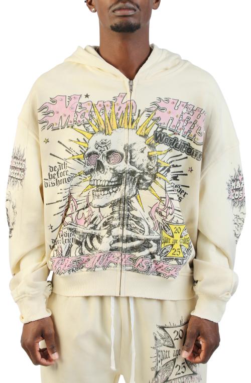 Skull Spike Zip Hoodie