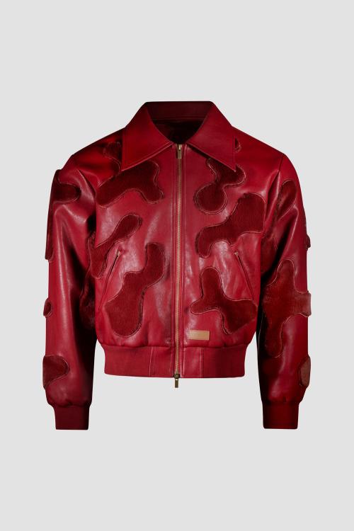 Camouflage Vegan Leather Bomber Jacket
